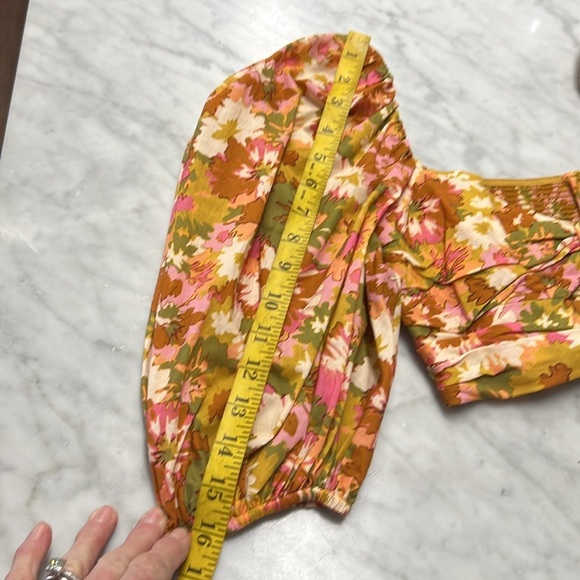 Zimmermann Cropped Cutout Floral Print Puff Sleeve Top Cotton Gauze Size 0 - Picture 13 of 16